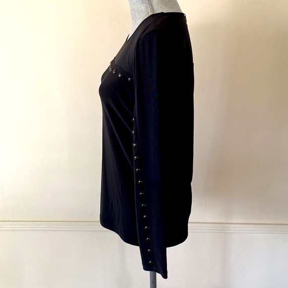 DKNY POLISHED NATURE 🖤BLACK🖤 MESH LONG SLEEVE PULLOVER TOP SIZE SMALL 🌟NWT🌟 - Picture 8 of 16